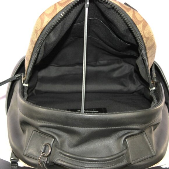 Coach Signature Canvas & Leather Backpack Brown Black - Picture 8 of 10